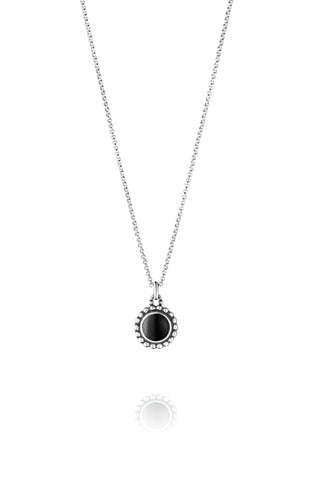 MOONLIGHT BLOSSOM halskæde, med rund sort onyx