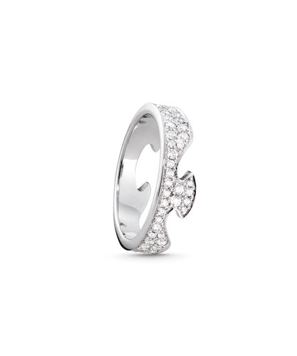 FUSION ring endestykke hvidguld m/ pave
