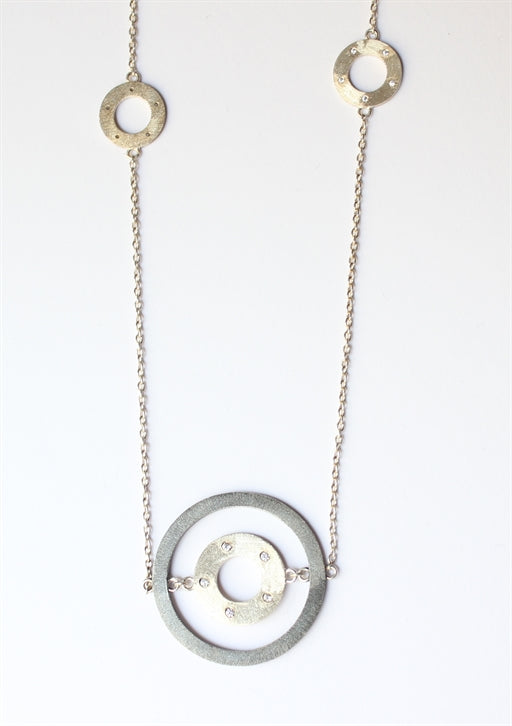 Wheel necklace sort og sølv