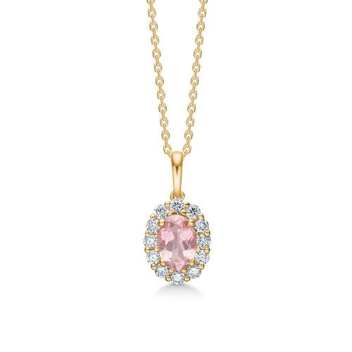 PORTOFINO vedhæng m/ pink topas og brillanter