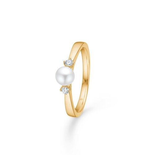CROWN TRINITY W/PEARL ring rødguld