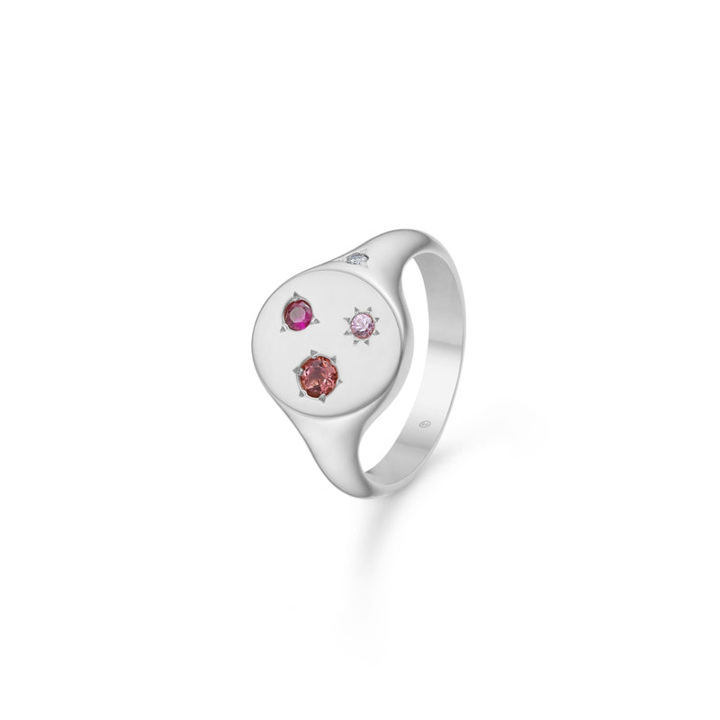 SYMPHONY sølv ring m/pink turmalin + 0,02 ct. W.SI diamant