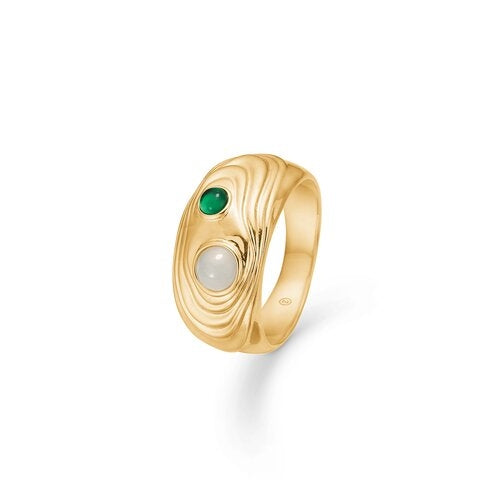 SHELL ring m/ grøn forgyldt