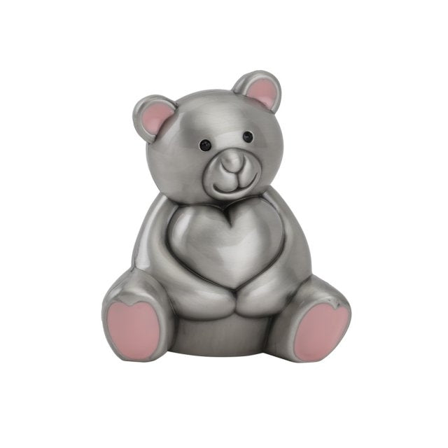 Sparebøsse, Bamse m. lyserøde ører fortinnet
