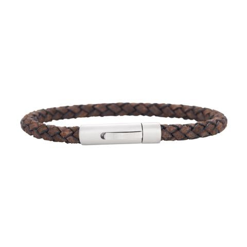 Mørkebrun kalveskinds armbånd