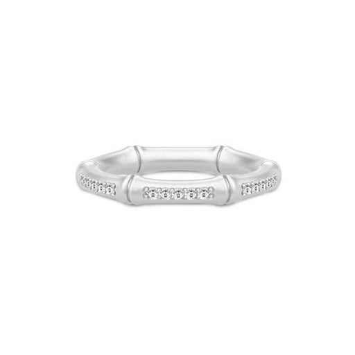 BAMBOO Sølv ring, zirkoner