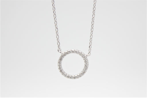 Zirkonia cirkel halskæde, sølv, 10 mm
