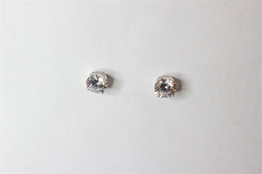 Sølv ørestikker med zirkonia, 6 mm