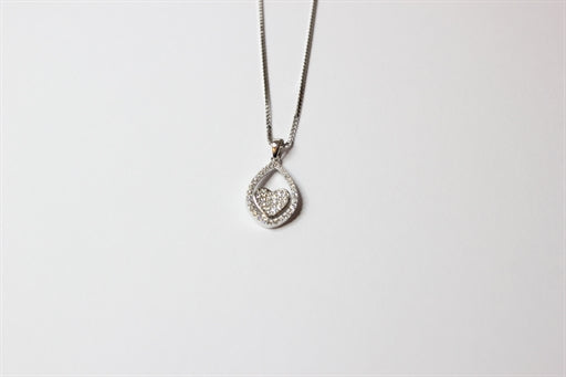 Sølv halskæde, oval med hjerte