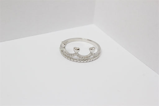 Sølv ring med hjertekrone