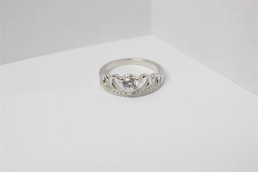 Sølv ring med krone og stor zirkonia