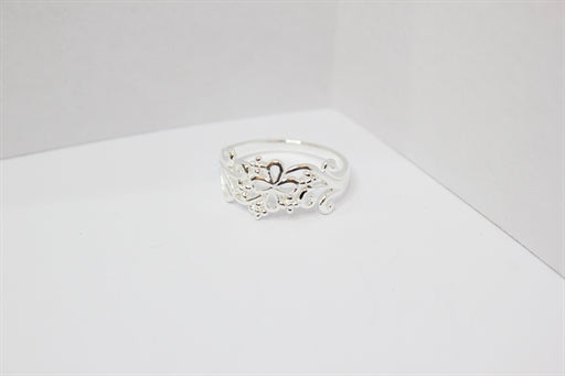 Sølv ring med blomster