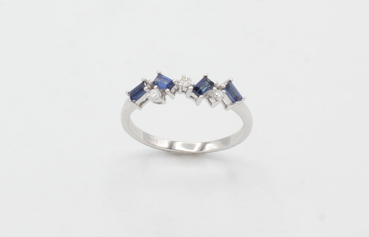 Dream 14 kt. hvidguldsring med safir og brillant