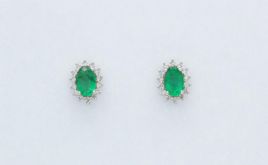Classic Diamond ørestikker i 14 kt. hvidguld med smaragd og brillant