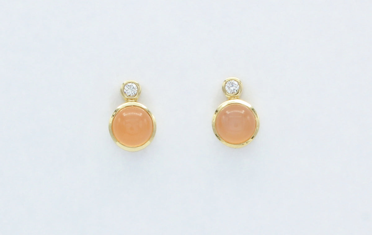 Classic Diamond ørestikker i 14 kt. rødguld med månesten og brillant