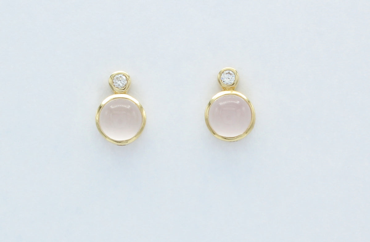 Classic Diamond ørestikker i 14 kt. rødguld med rosakvarts og brillant