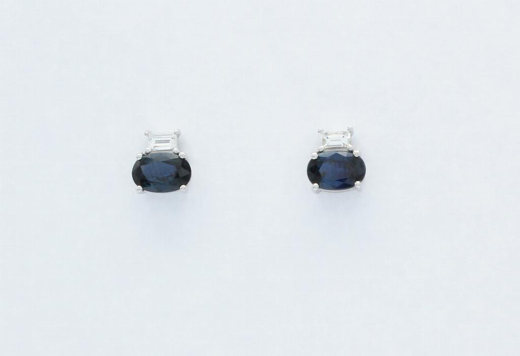 Classic Diamond ørestikker i 14 kt. hvidguld med safir og diamant