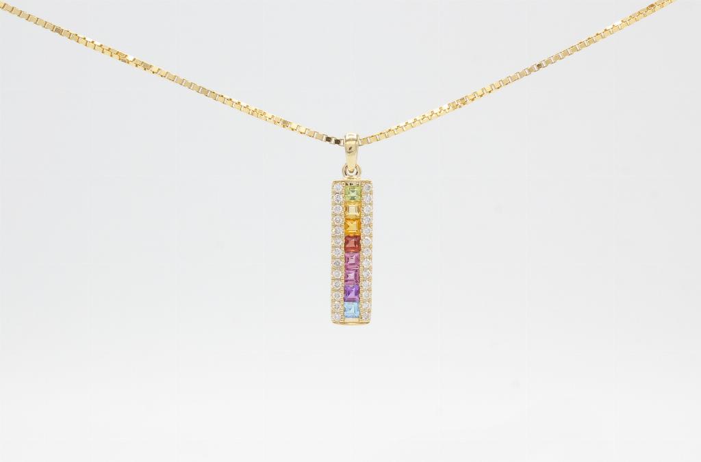 Rainbow 14 kt rødgulds halskæde