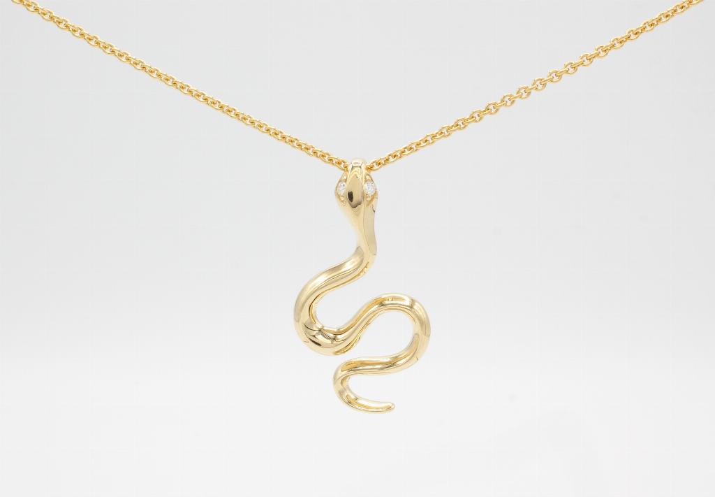 Snake 14 kt halskæde, brill.