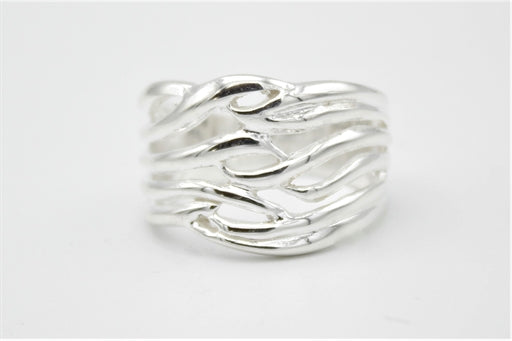 Waves sølv ring, bred