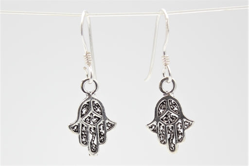 Hamsa hånd, ørehængere i sølv