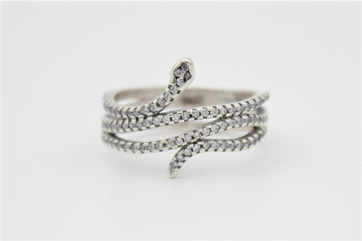 Slange ring med zirkoner, sølv