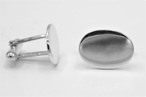 sølv manchetknapper, blank og oval