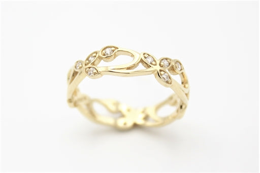 Flower 8 kt ring, zirk.