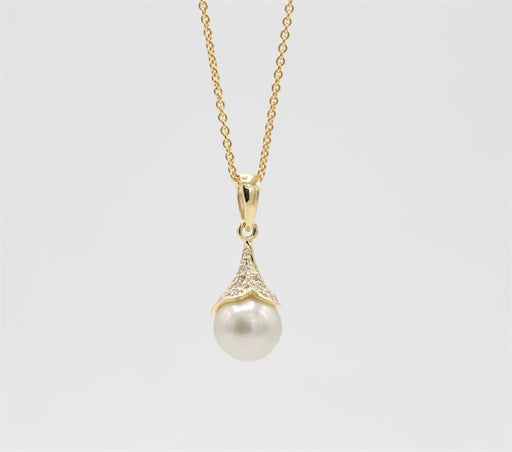 Pearl 8 kt halskæde, pavé