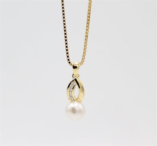 Pearl 8 kt halskæde, zirk.