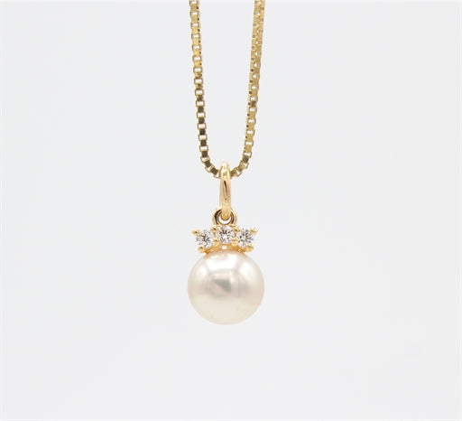 Pearl 14 kt halskæde, brillanter.