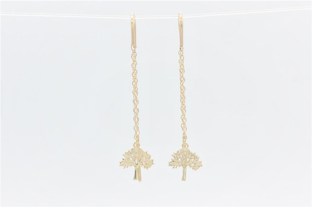 Tree of Life kæde ørehængere i 14 kt. rødguld